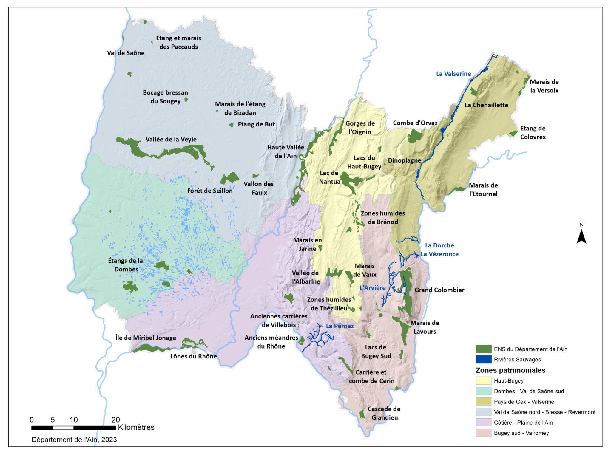 Aperçu des périmètres des 39 sites ENS sur le Département par territoires