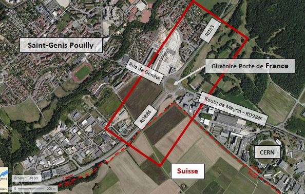 Plan de situation du giratoire Porte de France Saint Genis Pouilly Ain