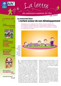 Couverture de la lettre d'information des assistants maternels de l'Ain n°48 Juin 2018 - sommaire : la motricité libre, L’enfant acteur de son développement