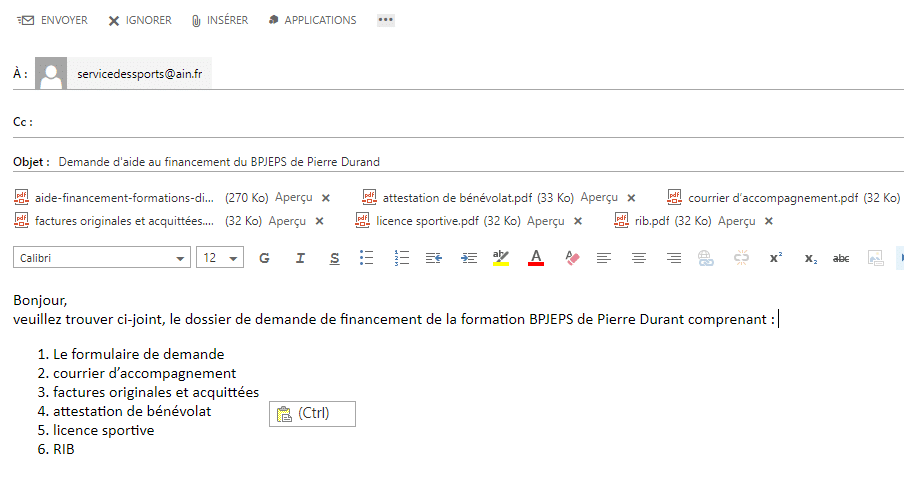 email-type-demande-financement-formations-diplomantes-aux-metiers-du-sport