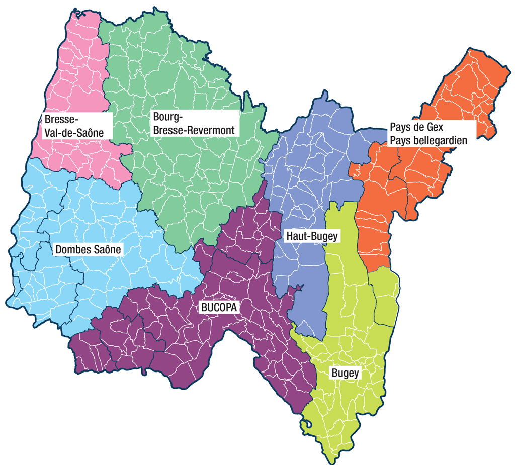 Carte Des 7 Territoires Du Pacte De Territoire Departement Ain