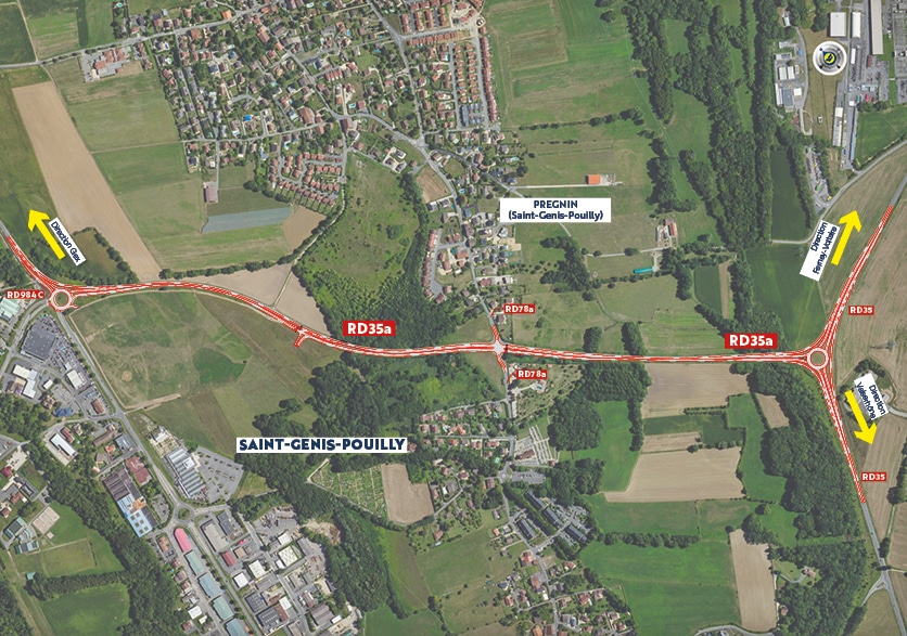 Plan d'aménagement des carrefours le long de la RD35a à Saint Genis Pouilly